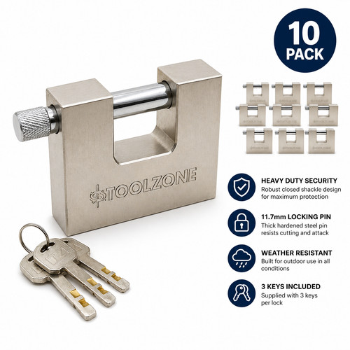 10x 70mm shutter padlock - 10x,